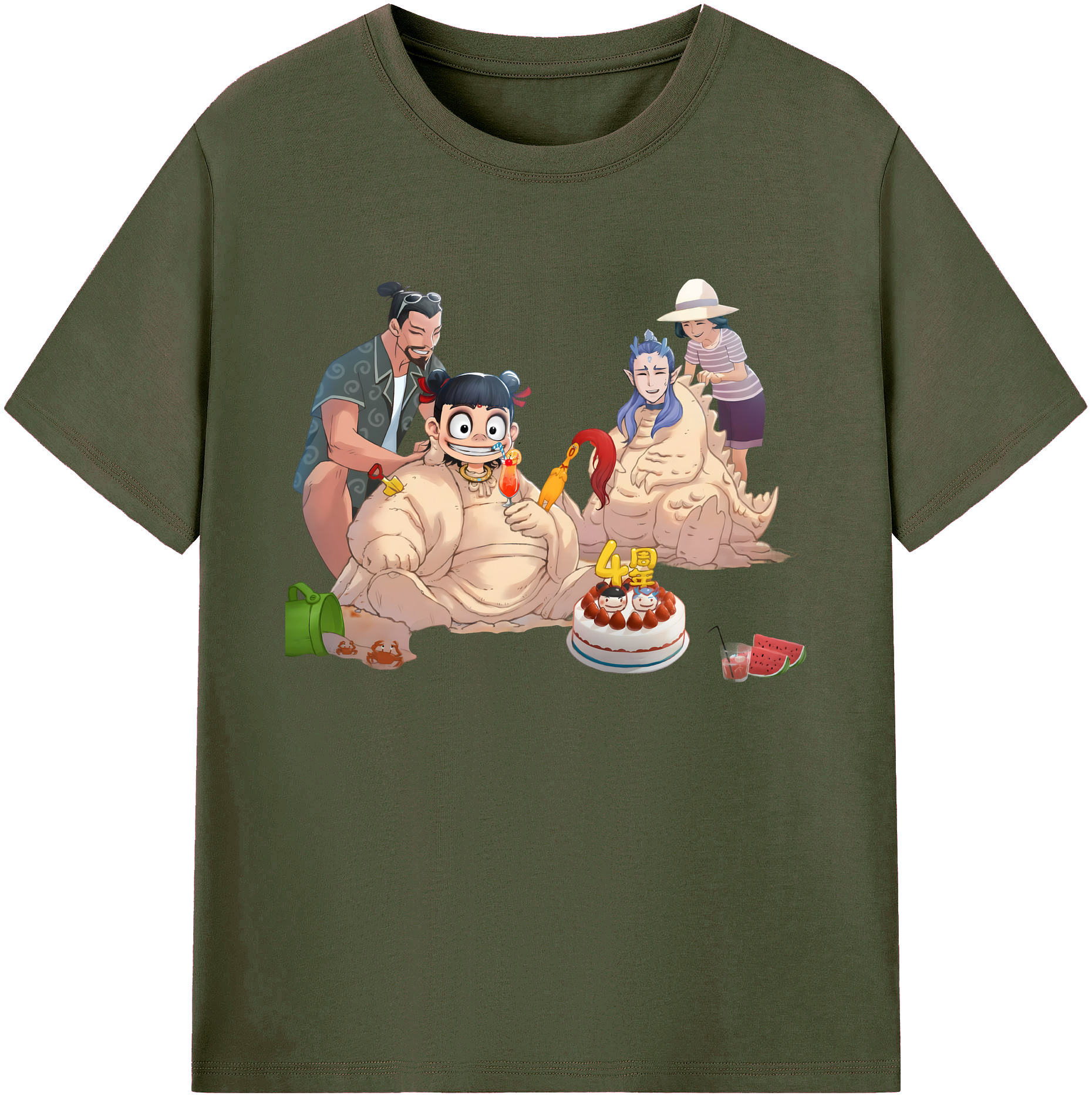 （画像用） Ne Zha 2 ナタ 魔童の大暴れ 綿100％ メンズ半袖Tシャツ｜肌触りやわらか＆通気性